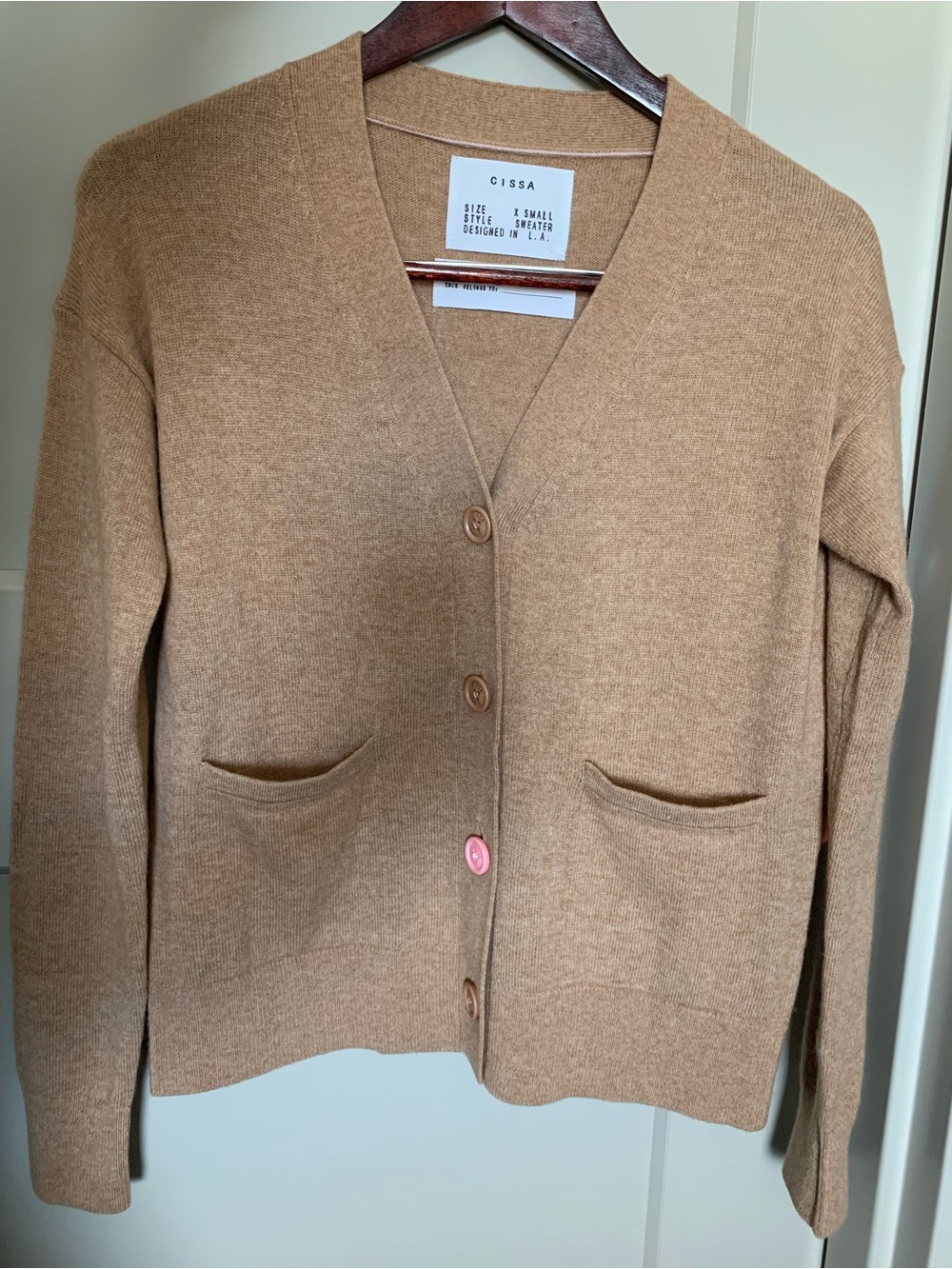 New CISSA Wrap Cardigan Sweater in Camel Size XS